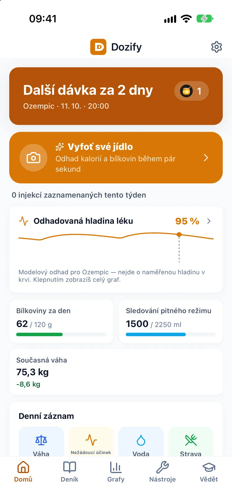 Nastavení v oranžovém motivu Včela