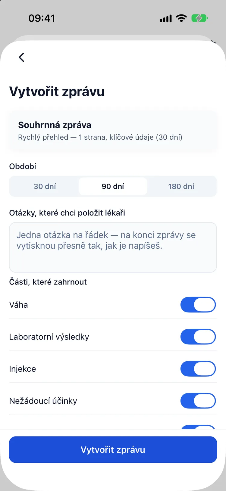 Sestavení zprávy pro návštěvu lékaře: období, oddíly k zahrnutí a otázky, které chceš položit