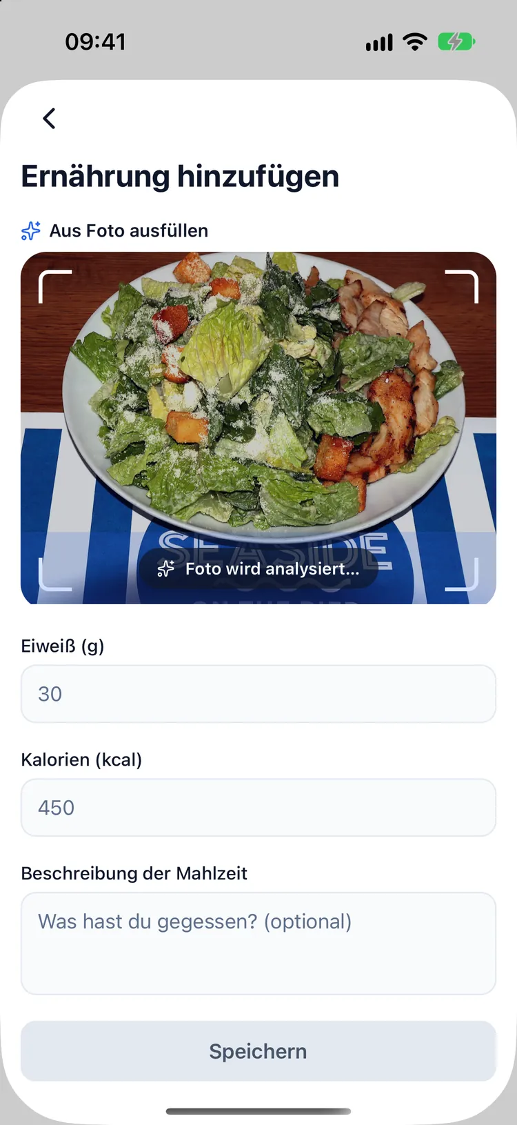 Dozify liest ein Essensfoto