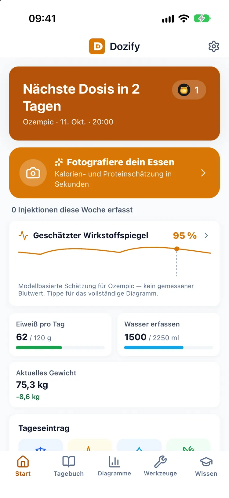Einstellungen im orangefarbenen Honigbienen-Theme