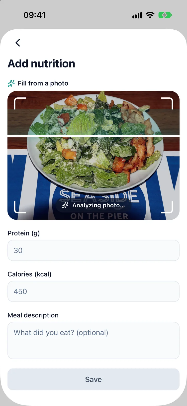 Dozify reading a meal photo
