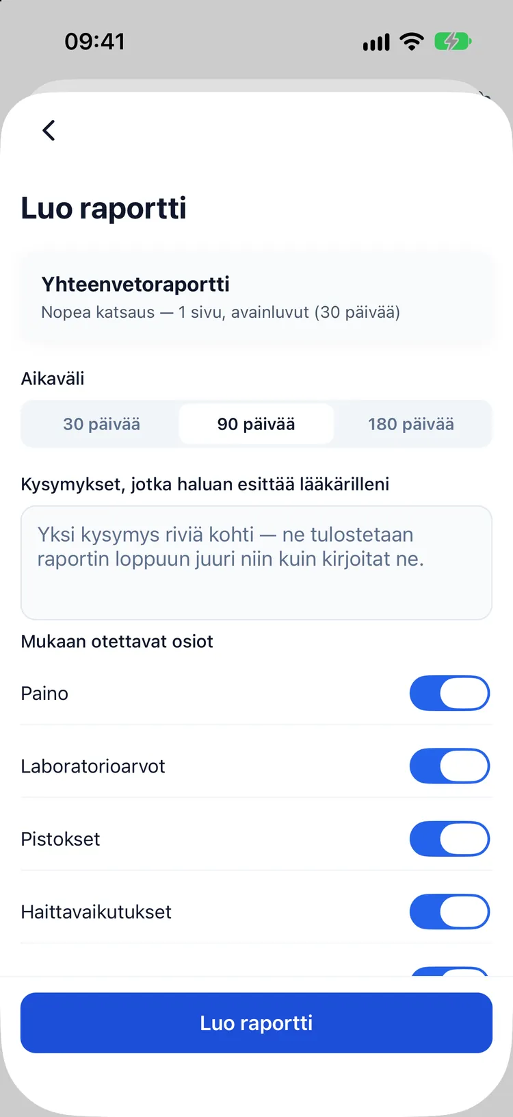 Lääkärikäynnin raportin koostaminen: aikaväli, mukaan otettavat osiot ja kysymykset, jotka haluat esittää