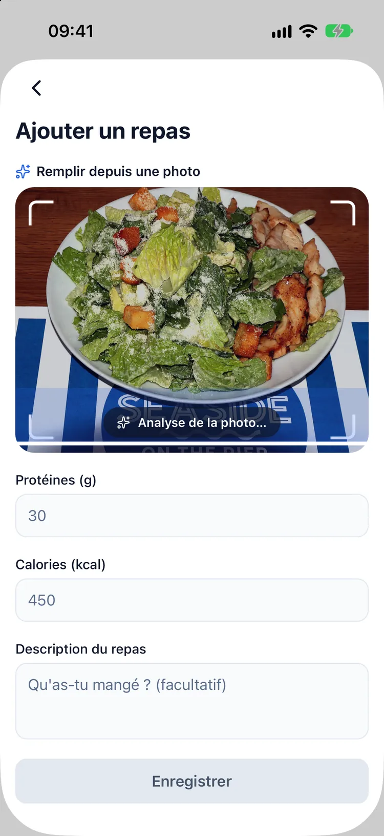 Dozify analyse une photo de repas