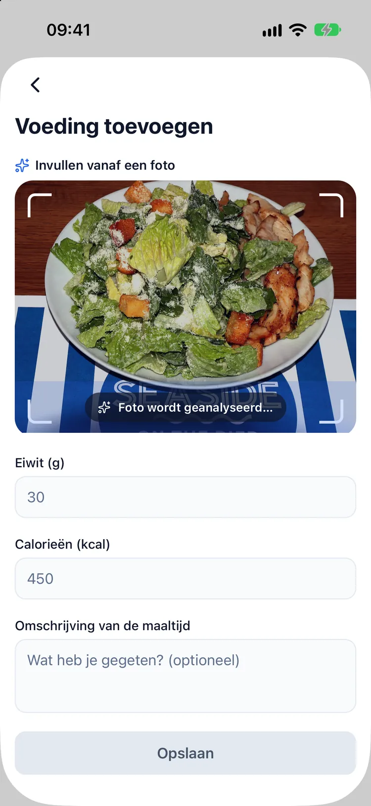 Dozify leest een maaltijdfoto