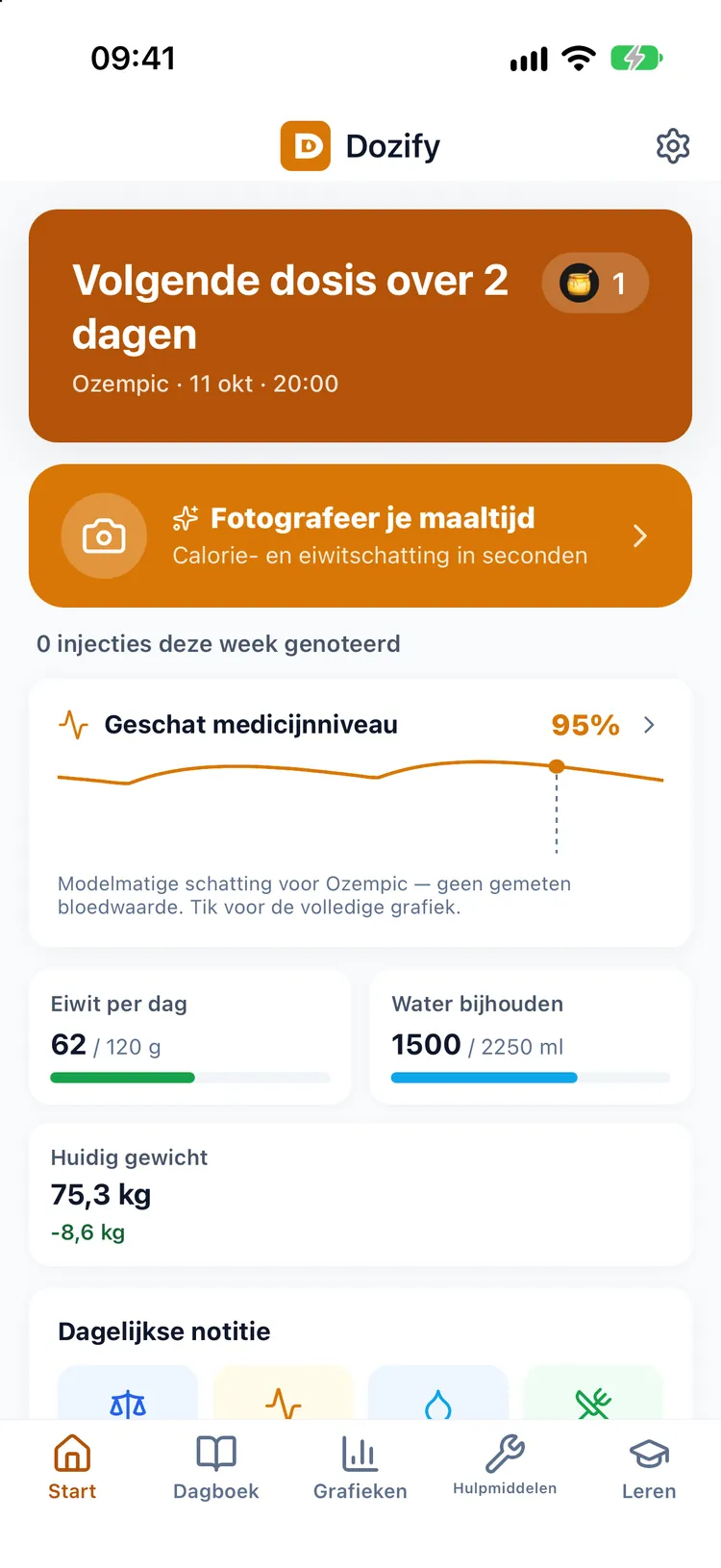 Instellingen in het oranje thema Honingbij