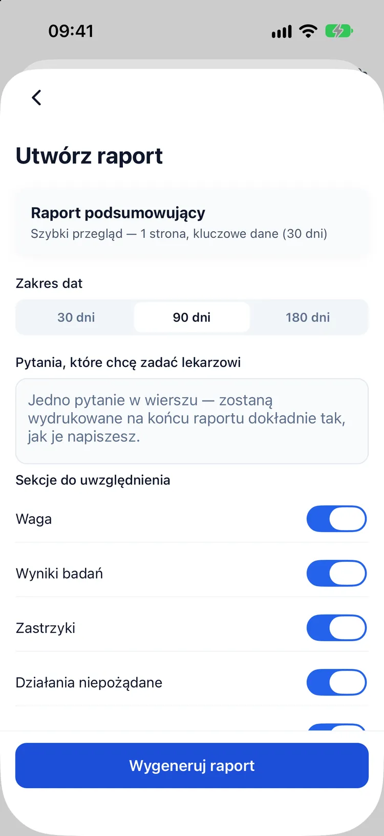 Tworzenie raportu na wizytę u lekarza: okres, sekcje do uwzględnienia i pytania, które chcesz zadać