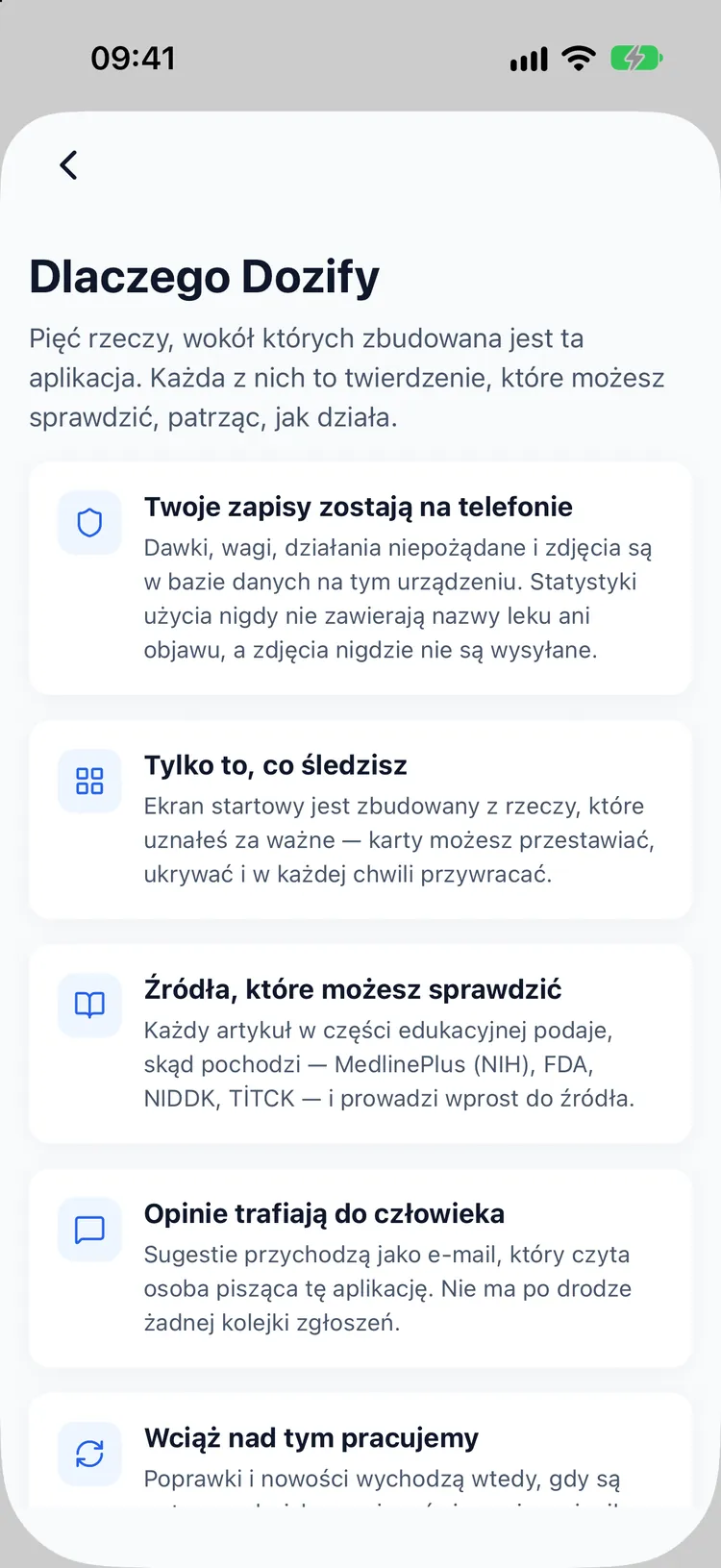 Bez konta. Nic nie opuszcza Twojego telefonu.