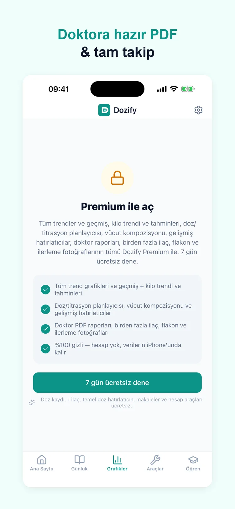 Premium ile doktora hazır PDF rapor ve tam takip