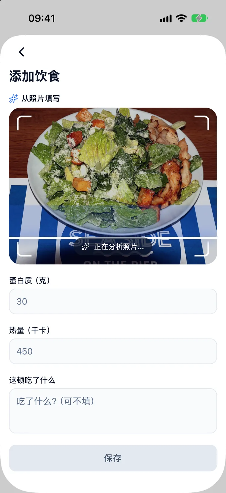 Dozify 正在识别餐食照片